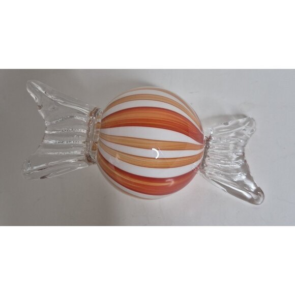 Handcrafted Glass Red And Orange Swirl Candy Sculpture 6.50"x 2.50" - Picture 7 of 8